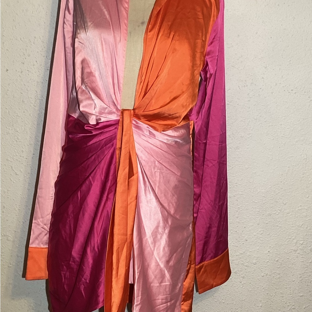 Fashion Nova color block satin mini dress size XL - Picture 4 of 8